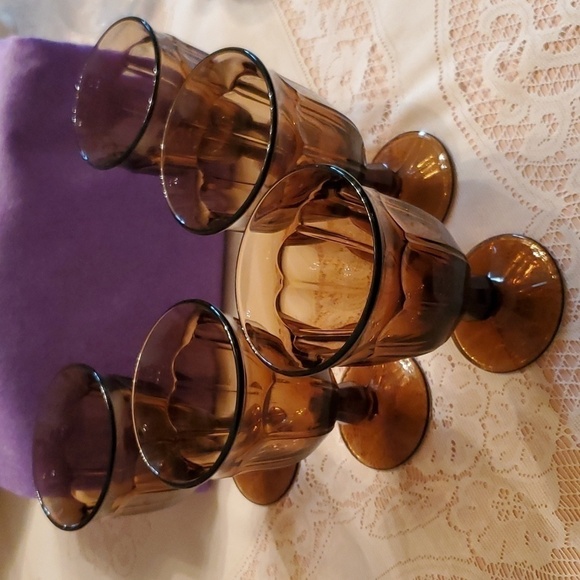Lovely Set of Five Vintage Wine Goblets Provincial Paneled Brown by NORITAKE. - Picture 1 of 4